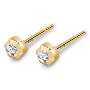 Moda unisex 10K oro amarillo real Bling CZ Stone Studs Pendientes para hombres mujeres Bonito regalo para amigos