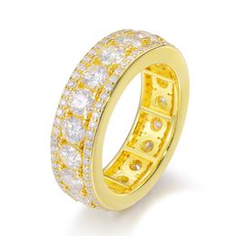 Unisexe Mode 925 Sterling Silver Bling Moissanite Diamond Ring pour Hommes Femmes Bijoux Cadeau Taille 6-12
