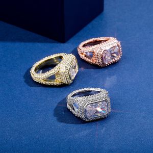 Unisex Mode Fancy Mannen Vrouwen Ringen Vergulde Bling CZ Diamanten Ringen Leuk Cadeau voor Vriend