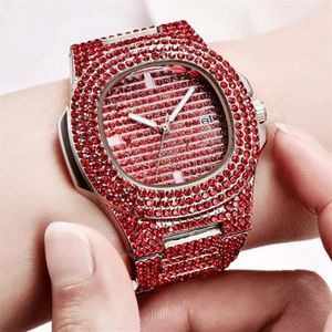 Unisex Fashion Iced Out Watch Diamond Steel Hip Hop Mens Watches Top Gold Clock Relogio Feminino Gifts PolsWatches2455