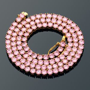 Unisex mode mannen vrouwen kettingen goud zilverkleuren 4mm 18 / 20inch roze paarse CZ tennis kettingen kettingen hiphop sieraden