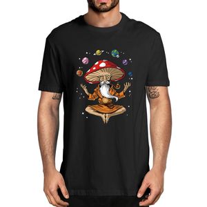 Unisex mode psychedelische meditatie magische paddestoel yoga grappige mannen 100% korte mouw t-shirt vrouwen zachte tee