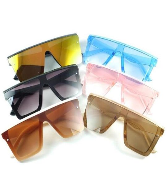 Gafas de sol cuadradas de moda Unisex para niños, gafas de sol de gran tamaño para bebés, gafas de sol populares de diseñador de marca Vintage con espejo plateado para niños