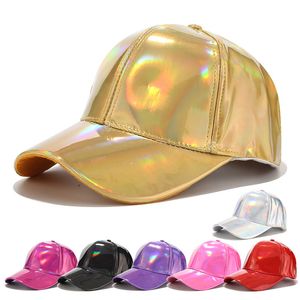 Unisex kunstleer baseball cap PU reflecterende hip hop verstelbare strapback pet snapback papa cap HCS263