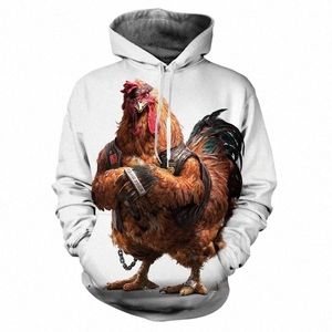 Unisexe Fi Animal graphique 3D sweats à capuche imprimés drôle Cool poulet pulls à capuche automne hiver rue Lg manches hauts A20v #