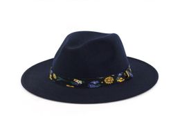 Sombreros Fedora de Jazz de fieltro de lana de ala plana Unisex, decoración de cinta Trilby, sombrero Formal para fiesta de carnaval para hombres y mujeres, sombrero de jugador de Panamá 7019456