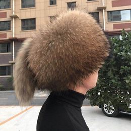 Unisex volledig bedekte echte natuurlijke bruine wasbeerbontmuts Russische Trapper Ushanka-hoed Hoge hoed Hunter-hoed Warme buitenmuts