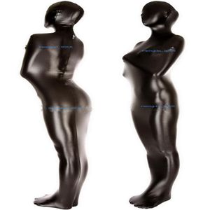 Disfraces de momia completos unisex Saco de dormir metálico brillante negro Cremallera trasera Mujeres sexy Hombres Bolsas para el cuerpo Sacos de dormir Catsuit Disfraz Hallowee1782