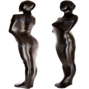 Unisexe Full Mummy Costumes Noir Brillant Métallique Sac de Couchage Back Zip Sexy Femmes Hommes Body Bags Sleepsacks Catsuit Costume Hallowee232h