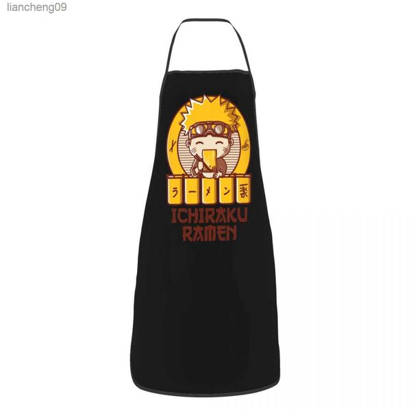 Unisex divertido Ramen Ichiraku babero delantal mujeres adultas hombres Chef Tablier cocina para cocina Anime japonés hornear L230620