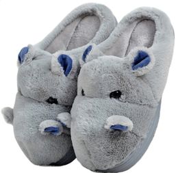 Pantoufles d'hippopotame en fourrure pelucheuses unisexes pour femmes hommes hiver chaud mode confortable pantoufles d'hippopotame animaux chaussures de maison 231116 GAI GAI GAI