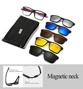 Lunettes unisexes lunettes de soleil rétro avec 5 lentilles interchangeables pour hommes femmes monture incassable Protection UV à clipser Sun3498445