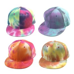 Casquette de baseball unisexe dégradée imprimée Tie-Dye Harajuku Visière à bord plat Crème solaire Hip Hop Sport de plein air Snapback Hat Y200730