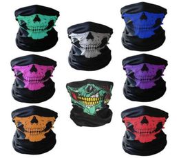 unisexe Halloween Cosplay vélo Ski crâne demi visage masque fantôme écharpe Bandana cou plus chaud fête bandeau magique Turban balaclava3747359