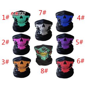 Unisex Halloween Cosplay Bicicleta Esquí Cráneo Media mascarilla Fantasma Bufanda Bandana Calentador de cuello Diadema para fiesta Turbante mágico pasamontañas BF25