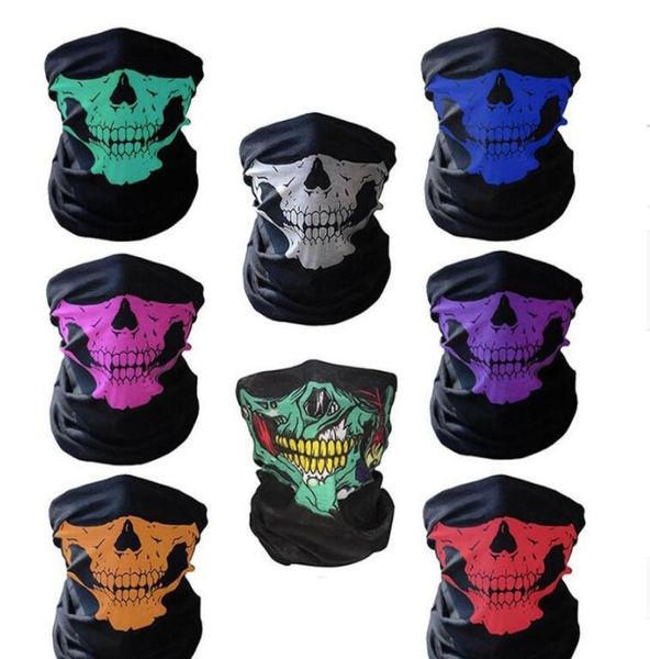 Unisexe Halloween Cosplay Bicycle Ski Skul Half Face Mask Ghost Scarf Bandana Necon Party Bandband Magic Turban Blaclava GD6700314