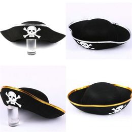 Unisex Halloween Pirate Skull Print Captain Hat Costume Accessories Caribbean Skull Hat MS Women's Party Party Props Hat Cos245B