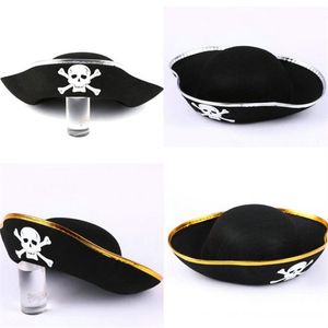 Unisexe Halloween Pirate crâne impression capitaine chapeau accessoires de déguisement caraïbe crâne chapeau Mme femmes fête accessoires de fête chapeau Cos245B