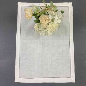 Unisex zakdoeken wit linnen hemstitched placemats tafelkleed voor speciale gelegenheden 14 