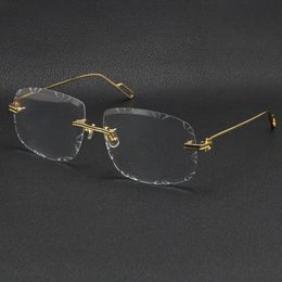 Verkoop heren dames randloos goud metaal Zonnebrilmontuur Brillen lunettes mode klassieke bril Hoogwaardige brilmonturen heren en dames Meerdere modellen