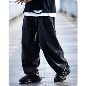 Unisex Haruku Four Seasons Streetwear herenkleding jeans losse hiphop oversized gewassen oude brede rechte been broek Japans