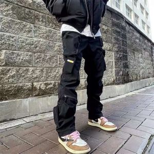 Unisex hiphop vrachtbroek herenkleding Haruku onregelmatige zakken streetwear joggers high street tactical functie mannelijk zwart