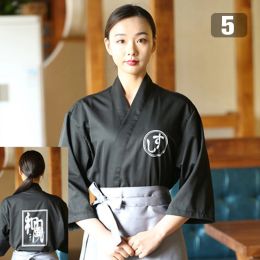 Unisexe japonais Style Cook Cook Shirts Kimono Work Work Wear Tops Chef Restaurant Souchée Saut trottoir