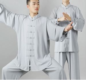 Unisex kung fu martial arts uniformen tai chi taijiquan pakken wushu training kleding rood/blauw/grijs/zwart