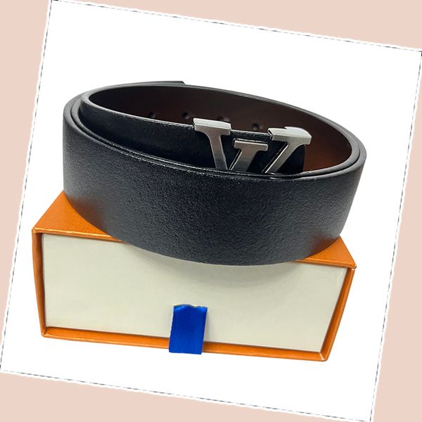 Ceinture en cuir unisexe Mode classique ceinture noire hommes décontracté alphabet métal ceintures marron lisse boucle ceinture de luxe 2 couleurs cadeau exquis ceinture noire ensemble ceinture cadeau