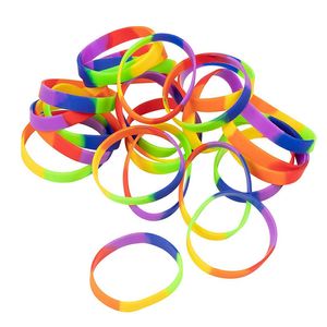 Unisex lgbt regenboog armbanden gay siliconen rubberen sport polsband lesbische trots polsband armband polsband party gunst ljjk2343