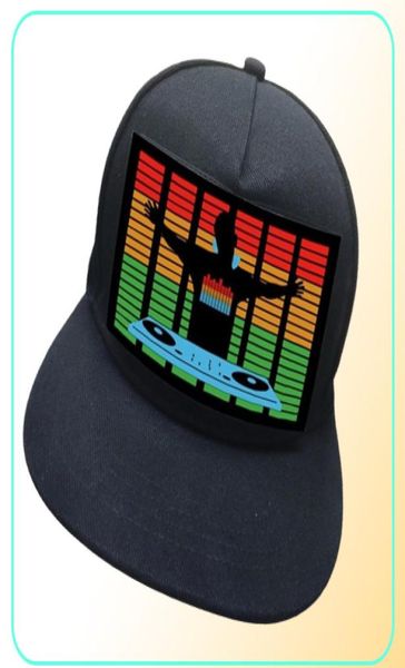 Unisexe Light Up Sound Activated Baseball Cap DJ LED Cashing Hat avec détachable SN pour la fête Cosplay Masquerade 2206244894596