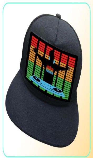 Unisexe Light Up Sound Activated Baseball Cap DJ LED Hat de clignotant avec détachable SN pour la fête Cosplay Masquerade 2206249961032