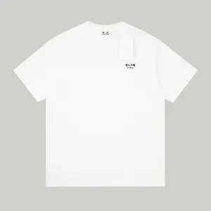 Unisex LOSSE T-SHIRT IN KATOEN JERSEY ECRU/ZWART Heren T-shirts Korte Mouw T-shirts Zomer Hip Hop Tops Tees streetwear | 55195