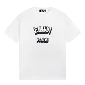 Unisex LOSSE T-SHIRT IN KATOEN JERSEY ECRU/ZWART Heren T-shirts Korte Mouw T-shirts Zomer Hip Hop Tops Tees streetwear | 55198