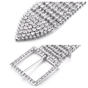 Ceintures élastiques à chaîne en métal unisexe pour femmes, ceinture à chaîne en cristal et diamant, 8 rangées de strass, large scintillante, ceinture de taille féminine