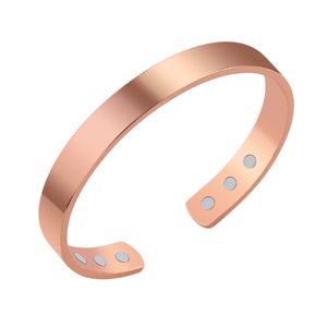 Unisex Magnetische Pure Koper Energie Magnetische Gezonde Zorg Armbanden Bangle Gezonde Sieraden Fitness Gouden Kleur Mannen Dames Bangle X0706