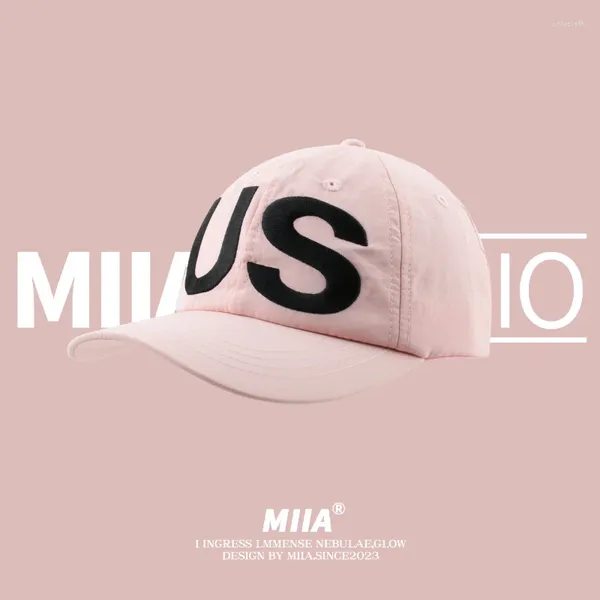 Unisex Man Women Caps Bola coreana Diseño de nicho de béisbol Capilla de béisbol Carta bordada Summer Outmodor Peach Men Pink Hat Sun Wats Unisex 2