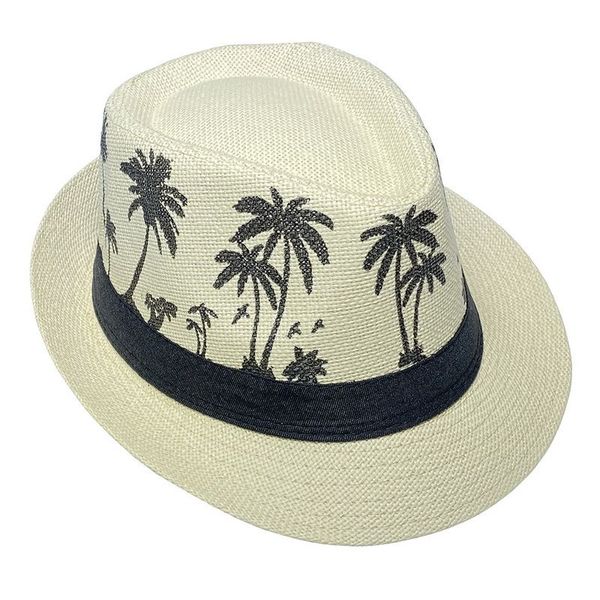 Chapeaux de Jazz en paille de papier imprimé feuille d'érable unisexe pour hommes femmes été en plein air Protection solaire chapeau plage voyage Panama casquette Fedoras