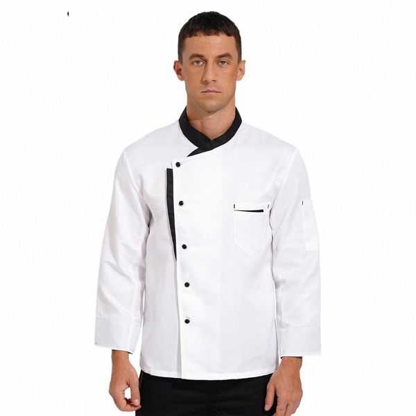 Veste de chef unisexe pour hommes, manteau d'été à manches Lg, vêtements de cuisine de restaurant, vêtements de travail, uniforme G6LI #