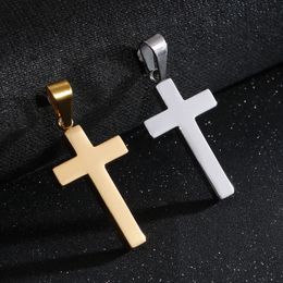 Unisex heren roestvrijstalen hanger ketting gewoon Christus kruis kruisbeeld met twist chain