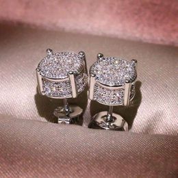 Unisex Mannen Vrouwen Oorbellen Studs Geel Wit Vergulde Fonkelende CZ Gesimuleerde Diamanten Oorbellen Voor Mannen Vrouwen Perfect Cadeau