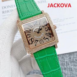 Unisex Männer Frauen Quadratische Designer Uhr 40mm Saphir Diamanten Leder Dame Uhren Männlich Weiblich Armbanduhren174a