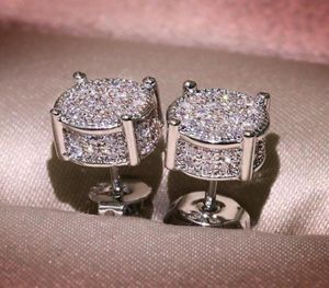 Boucles d'oreilles unisexes pour hommes et femmes, plaqué or et argent, luxe scintillant, cristal brillant, imitation diamant, bijoux 7289861
