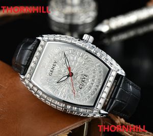 Montre unisexe pour hommes et femmes, montre-bracelet en cuir avec diamants saphir et femme