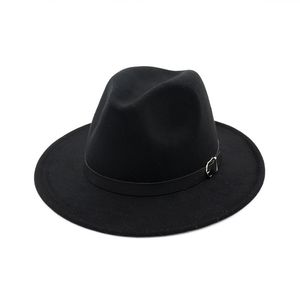 Unisex mannen vrouwen wol voelde fedora hoed riem gesp versierde brede rand Panama jazz cap dame kerk formele hoed trilby