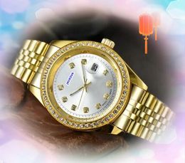 Unisex militaire mannen vrouwen kijken naar zakelijke vrije tijd diamanten ring stip roestvrij staal klok kwarts automatische dag datum time chain armband Watch geschenken