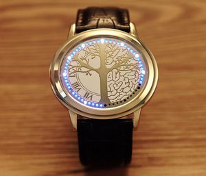Unisexe Minimaliste PU Band LED Watch Fashion Men et femmes Étudiant couple Love Watchs Electronics Casual Tree Personality Touch Th8175067
