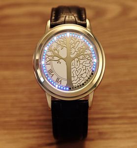 Unisexe Minimaliste PU Band LED Watch Fashion Men and Women Student Couple Love Watchs Electronics Casual Tree Personalité Touch Th3601329