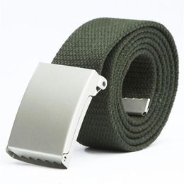 Unisexe Outdoor Sports Plain Toile Military Web Belt Metal Buckle Men Womens 1PC Fashion 2021 Belts253W