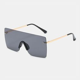 Gafas de sol unisex de gran tamaño sin marco de moda tendencia color degradado